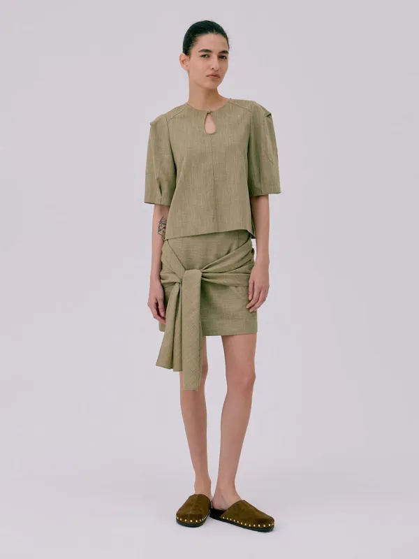 Tied Mini Skirt_Brown
