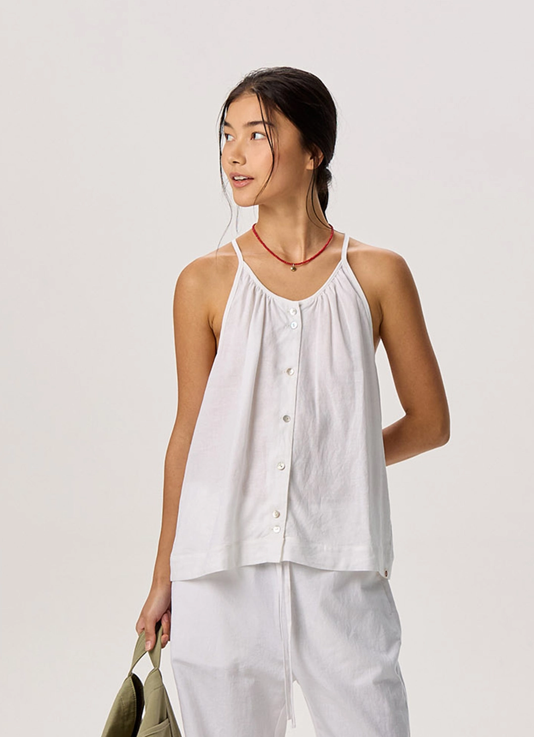 부디무드라 Linen shirring sleeveless_White 상품 이미지 3