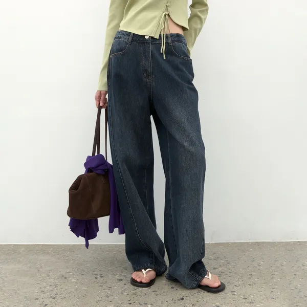 (PT-5807)SEMI CURVED SLUB WASHING DENIM PANTS