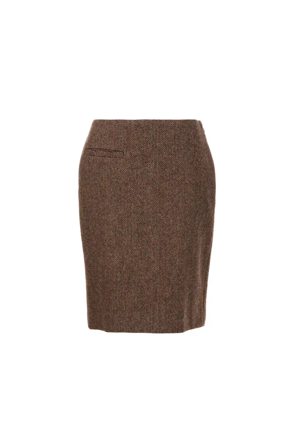 Low-rise Pencil Skirt, Herringbone