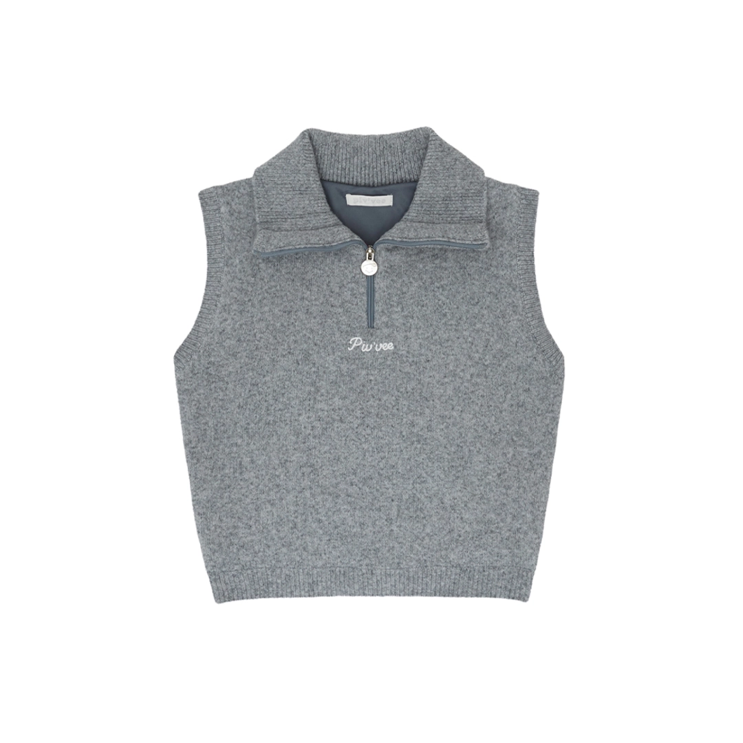 피브비 Giant Smiley Windproof Knit Vest (heather grey) 상품 이미지 1