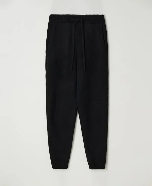 Drawstring knit jogger pants_BLACK