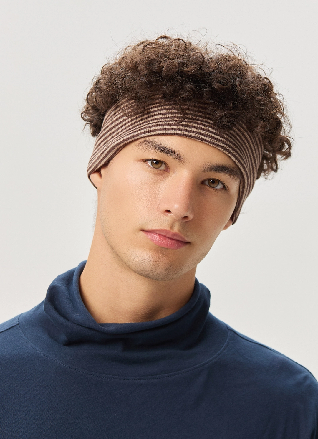 부디무드라 BM rib head band (Stripe ver.)_Brown Multi 상품 이미지 1