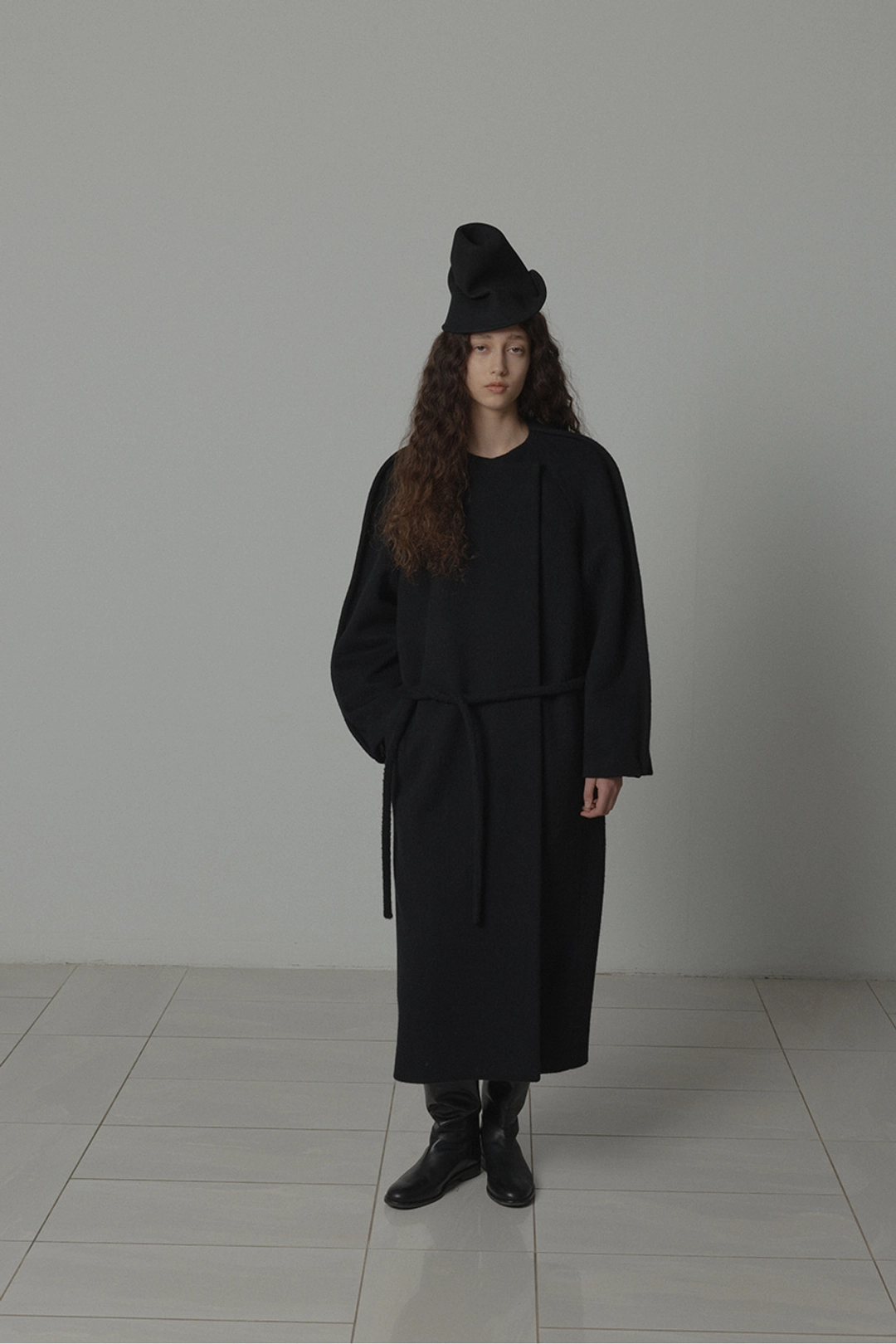 르917 OUT-STITCH WOOL BLENDED COAT [BLACK] 상품 이미지 2