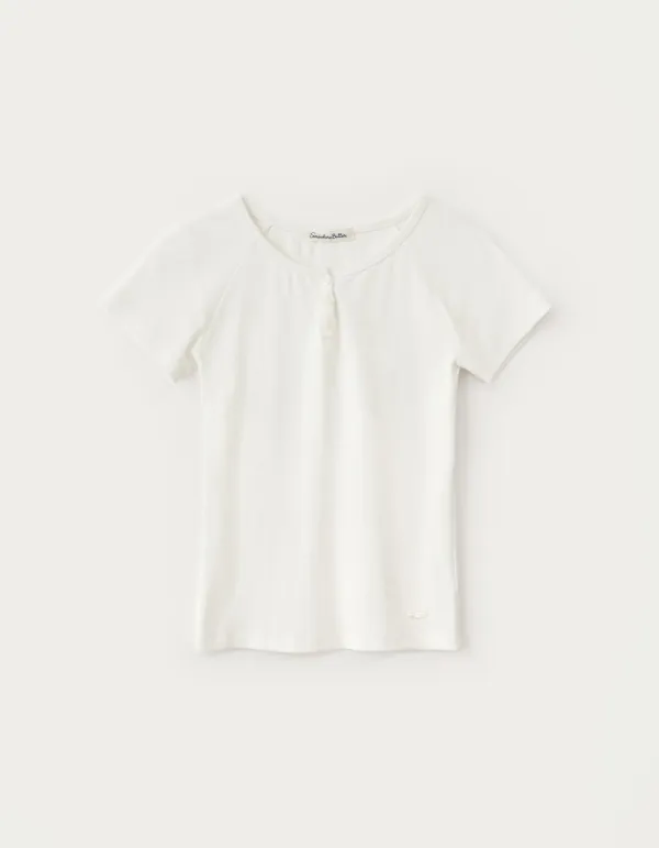 Lay Button Raglan Top - Ivory
