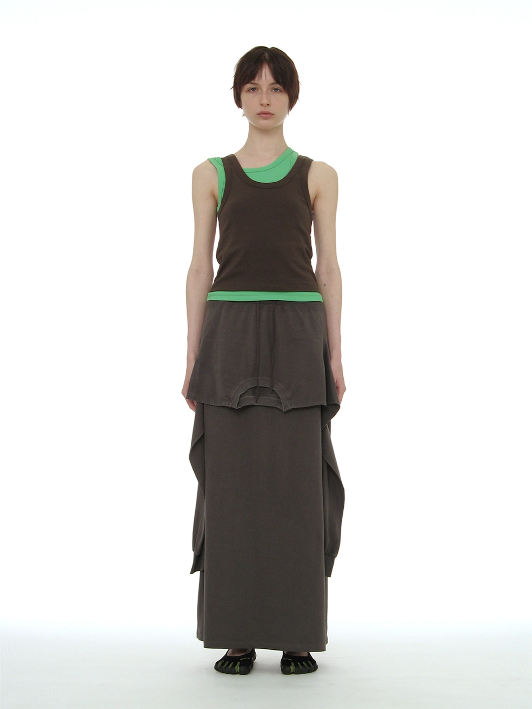 파르티멘토 [WOMEN] DECONSTRUCTED TEE MAXI SKIRT_CHARCOAL 상품 이미지 2