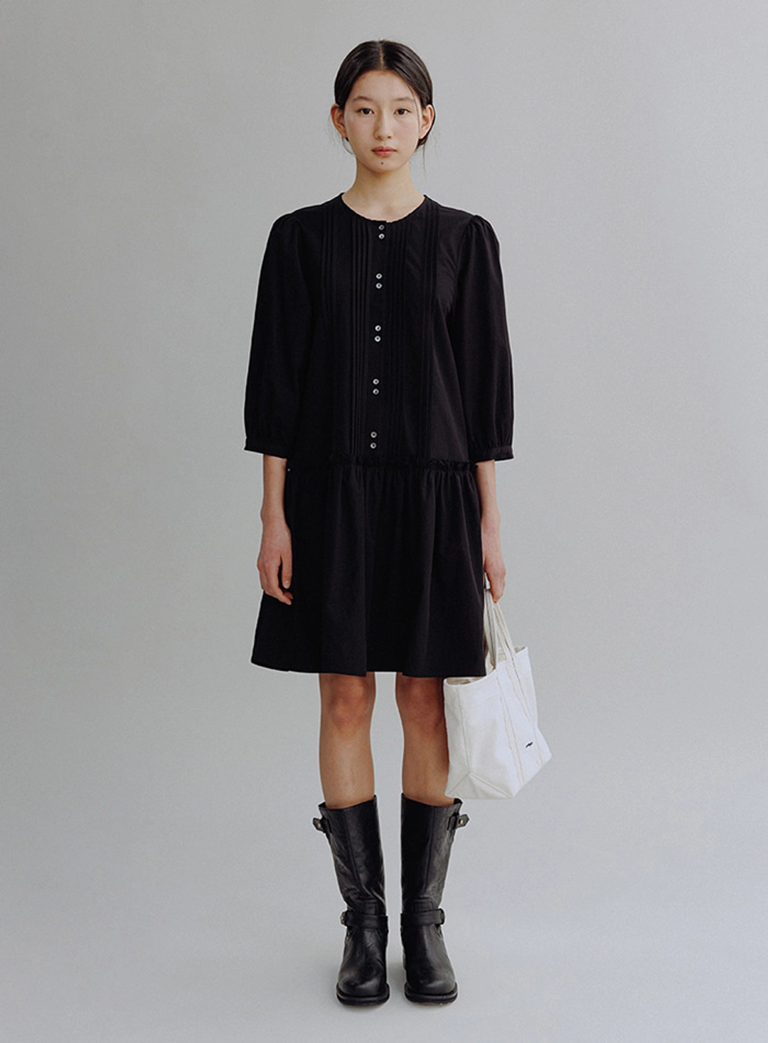 망고매니플리즈 HEIDY COTTON ONE PIECE_BLACK 상품 이미지 2