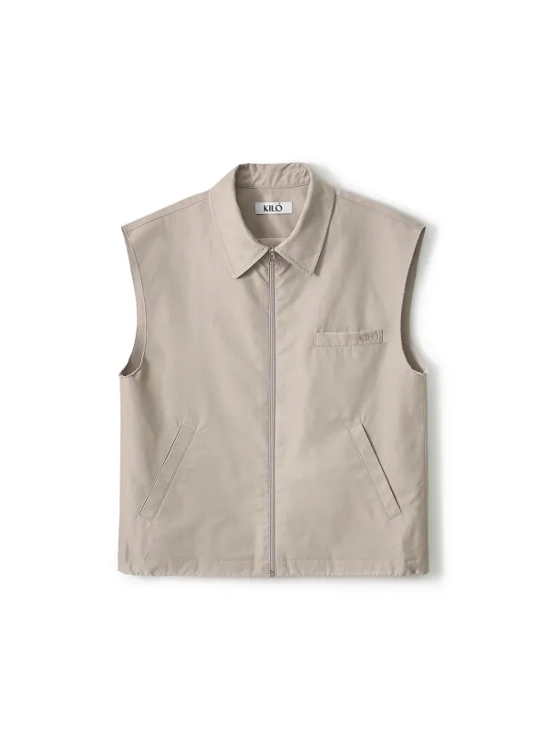 RAW ZIP-UP VEST (BEIGE)