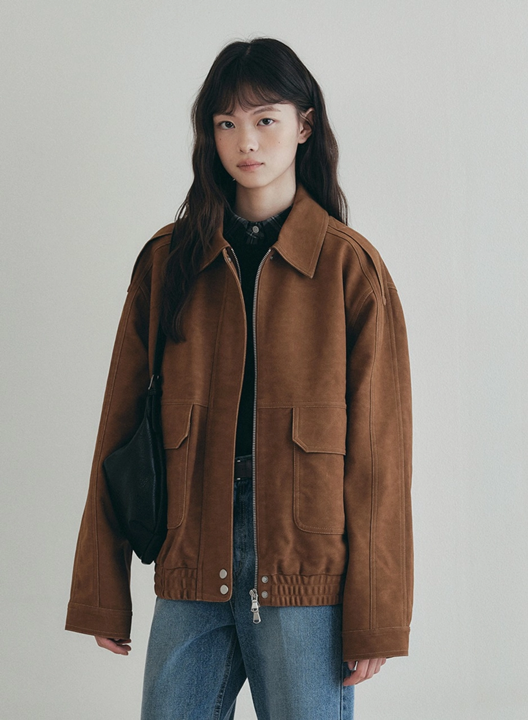 로에일 레글런 스웨이드 블루종 자켓 - 카멜 상품 이미지 2