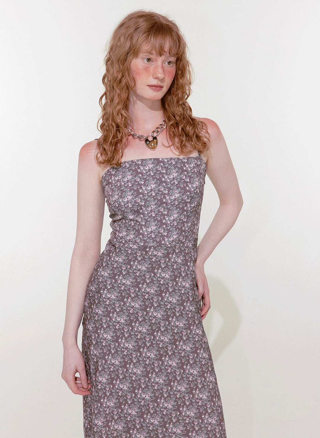 루루서울 Rose Latte Slim Dress (Scarf Set / Brown) 상품 이미지 2
