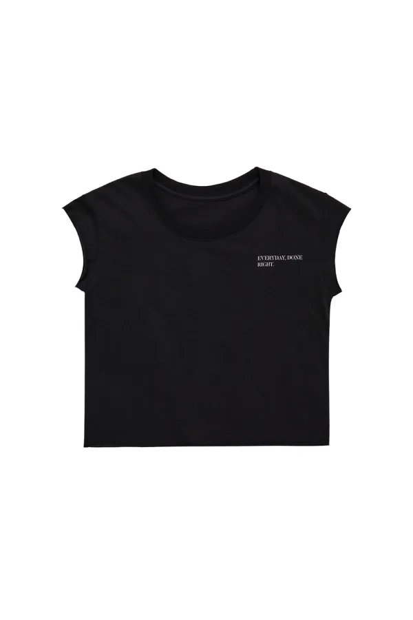 Y. CAP SLEEVE T-SHIRT BLACK