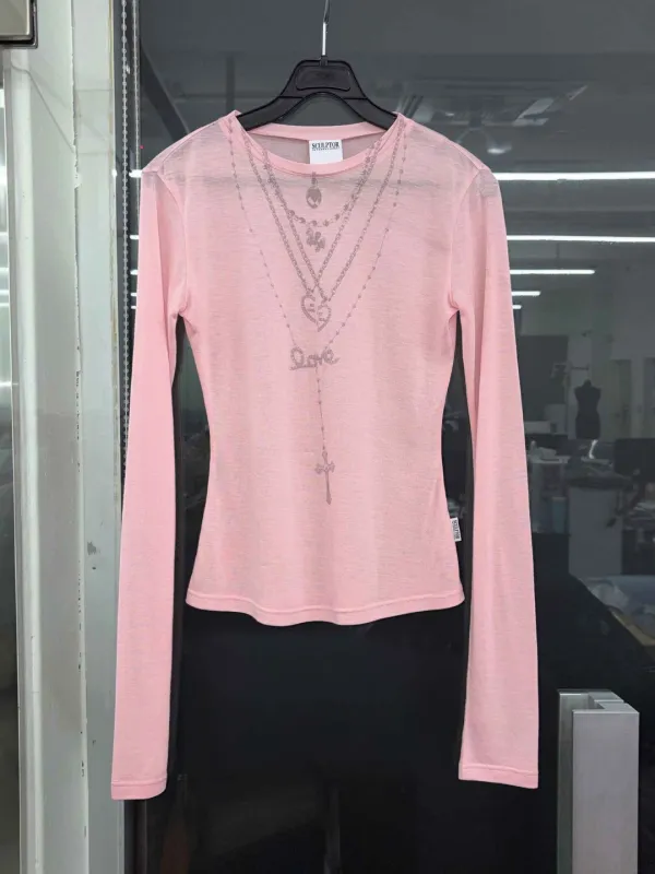 Faux Necklace Tee Baby Pink