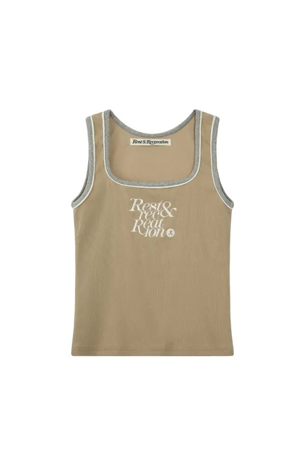 SQUARE NECK SLEEVELESS - BEIGE
