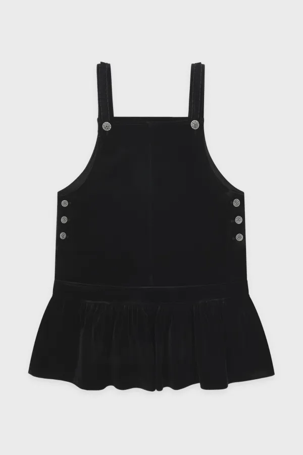 [이주빈착용] Vintage Rose Velvet Overall Skirt (Black)