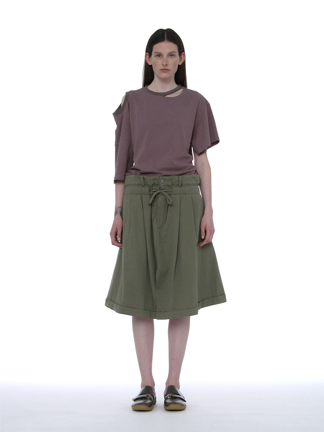 파르티멘토 [WOMEN] 2WAY CUT-OUT DECONSTRUCTED TOP_PLUM STRIPE 상품 이미지 2