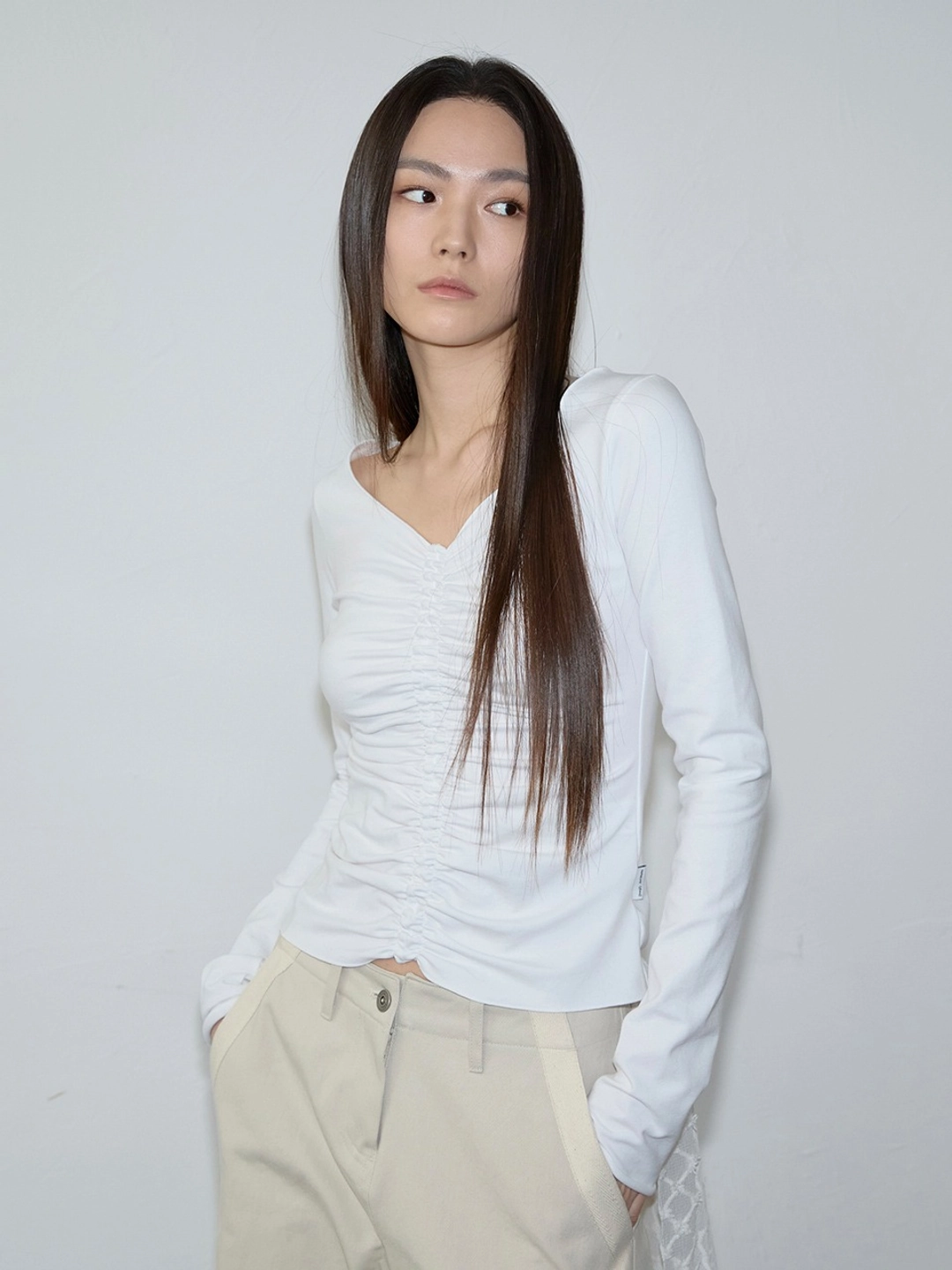 이네기 Fairy Shirring Long Sleeve (white) 상품 이미지 1