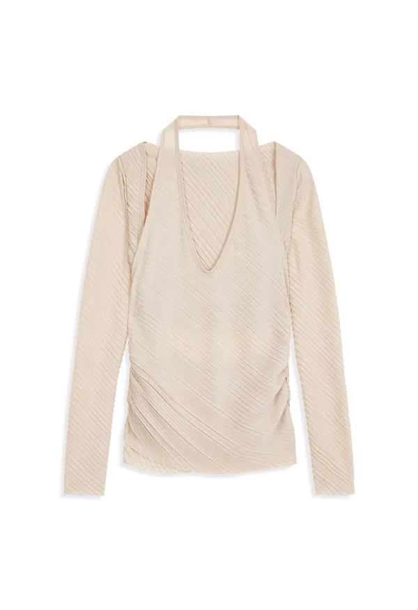 PLEATS CONVERTIBLE BOLERO TOP, CREAM