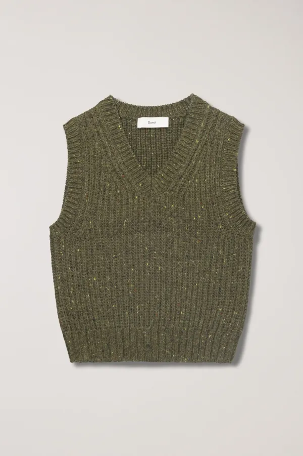 UNISEX V-NECK KNIT VEST OLIVE_UDSW5C113K1