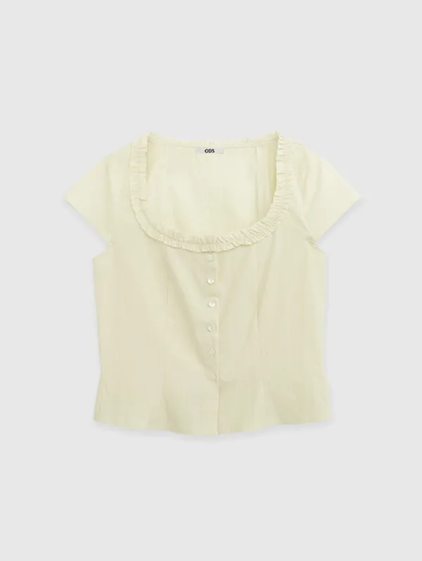 Reed Frill Blouse (Cream)
