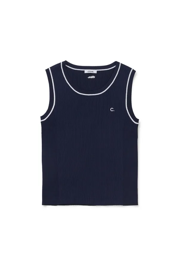 [26SM clove] Sleeveless Knit top (Navy)