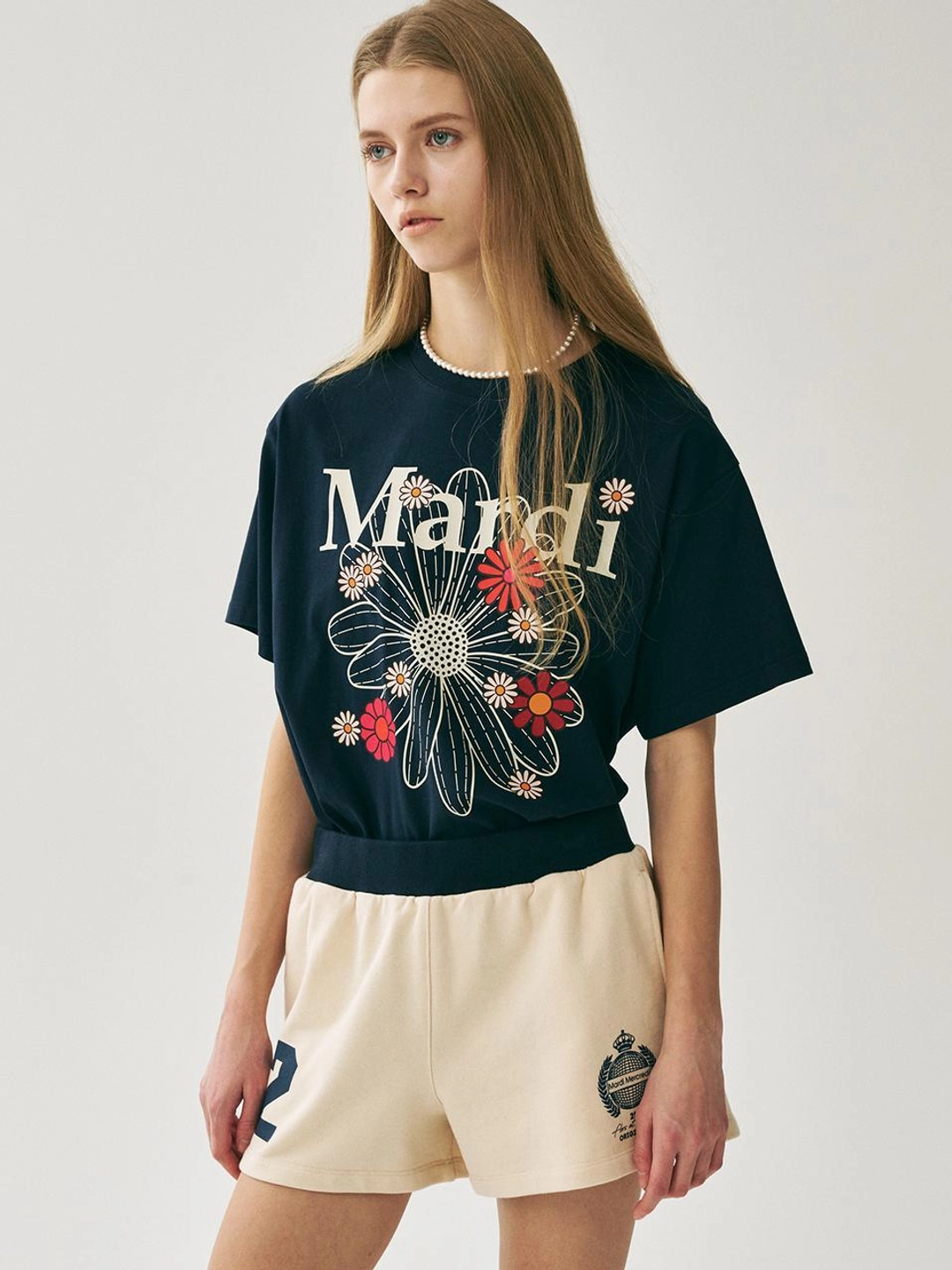 마르디 메크르디 TSHIRT FLOWERMARDI BLOSSOM_NAVY IVORY 상품 이미지 2
