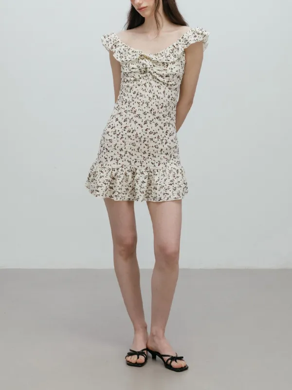 [5/28 예약배송] FLOWER FRILL MINI DRESS / IVORY