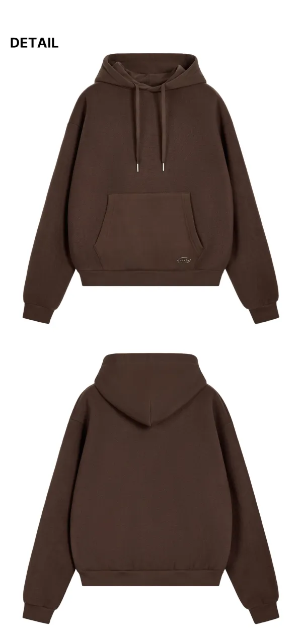 FLEECE COMBI HOODIE-BROWN
