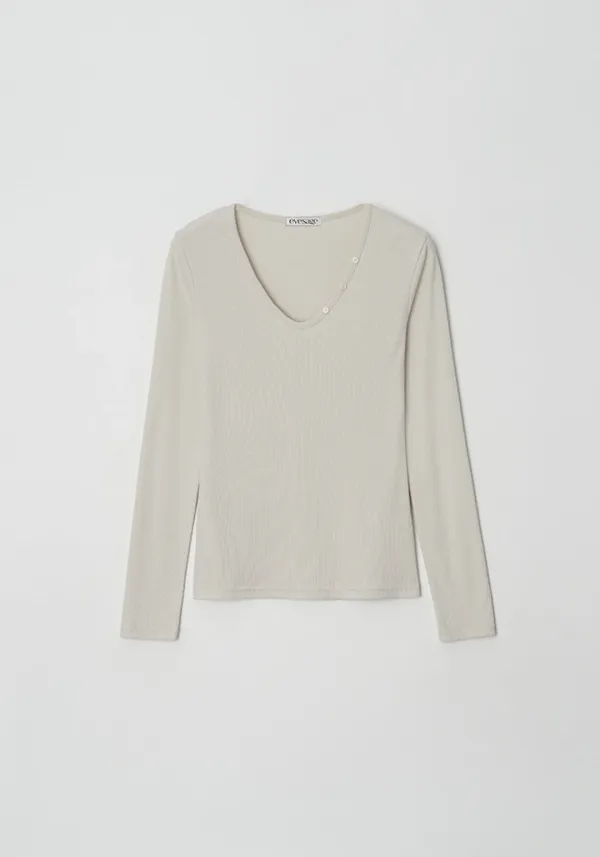 V-neck tee (Beige)