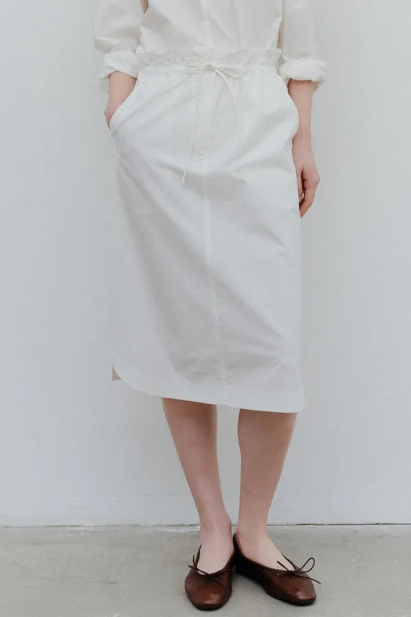 cotton shirring banding skirt (ivory)
