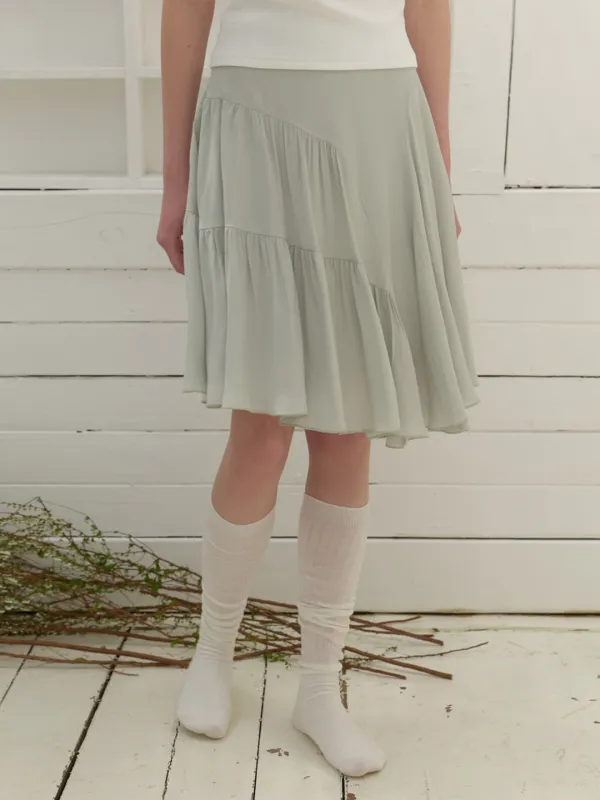Ena chiffon shirring skirt (mint)