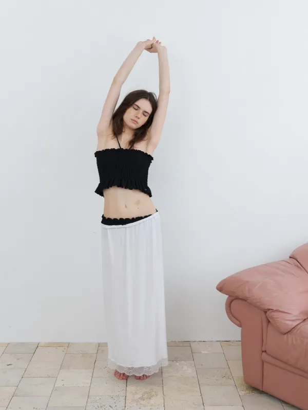 Luna jersey lace skirt - ivory - 포에토