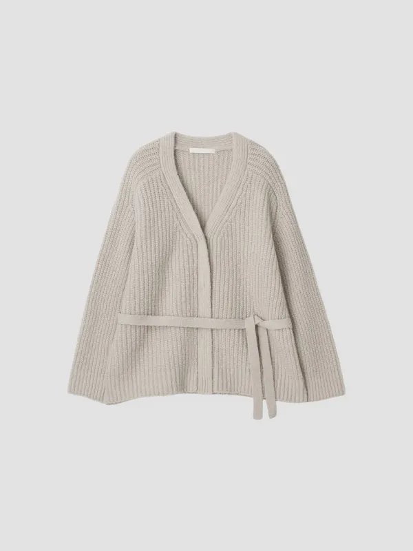 NEST BULKY BELTED CARDIGAN_FOG GREY_OE3C2MCD90FGG