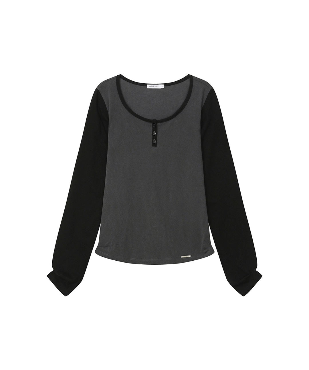미세키서울 Henley neck long sleeves CHARCOAL 상품 이미지 1