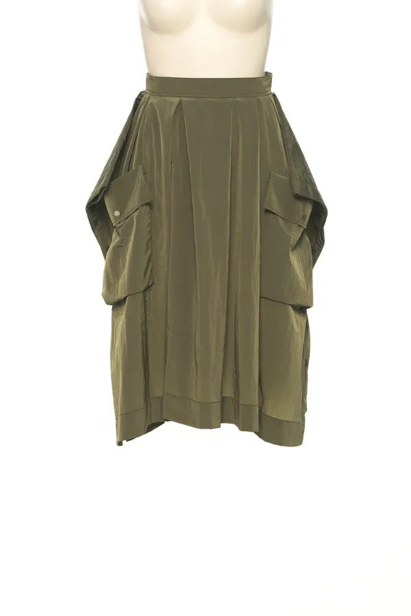 SS25 KHAKI SQUARED DRAPING SKIRT