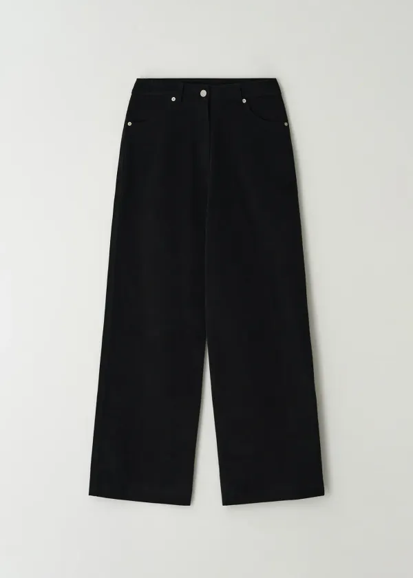 Twill Cotton Straight Pants(Black)
