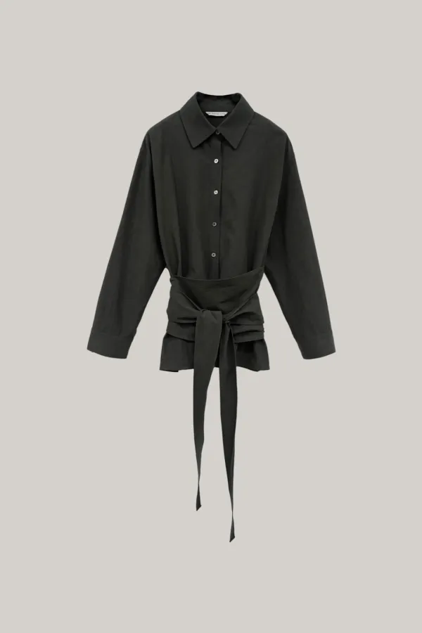 Wrap Detailed Shirt (deep moss charcoal)