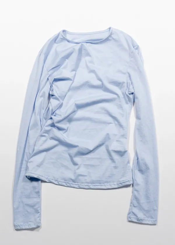 COTTON SHIRRING LONG SLEEVE - LIGHT BLUE