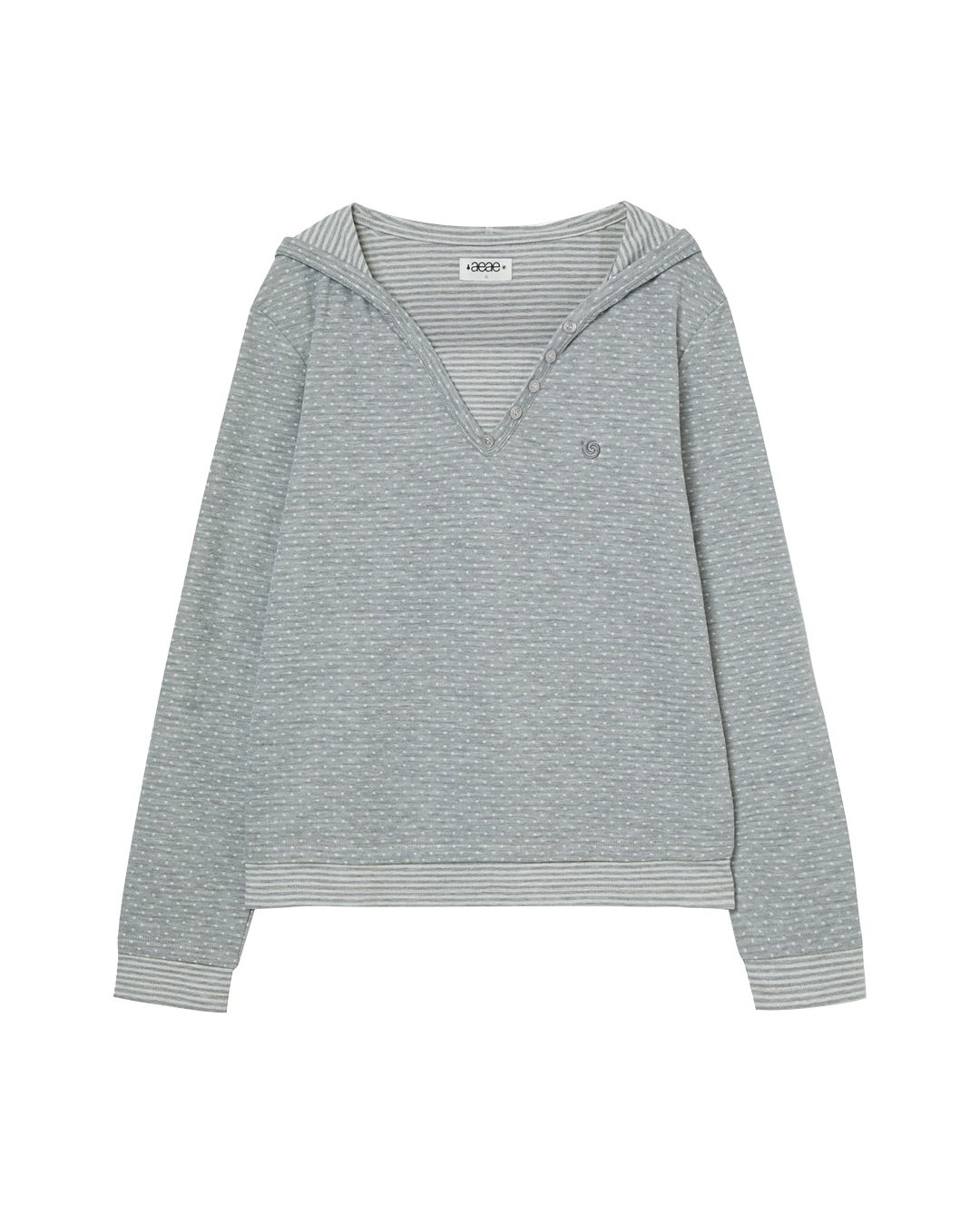 에이이에이이 HOODED HENLEY NECK TEE [LIGHT GREY] 상품 이미지 3