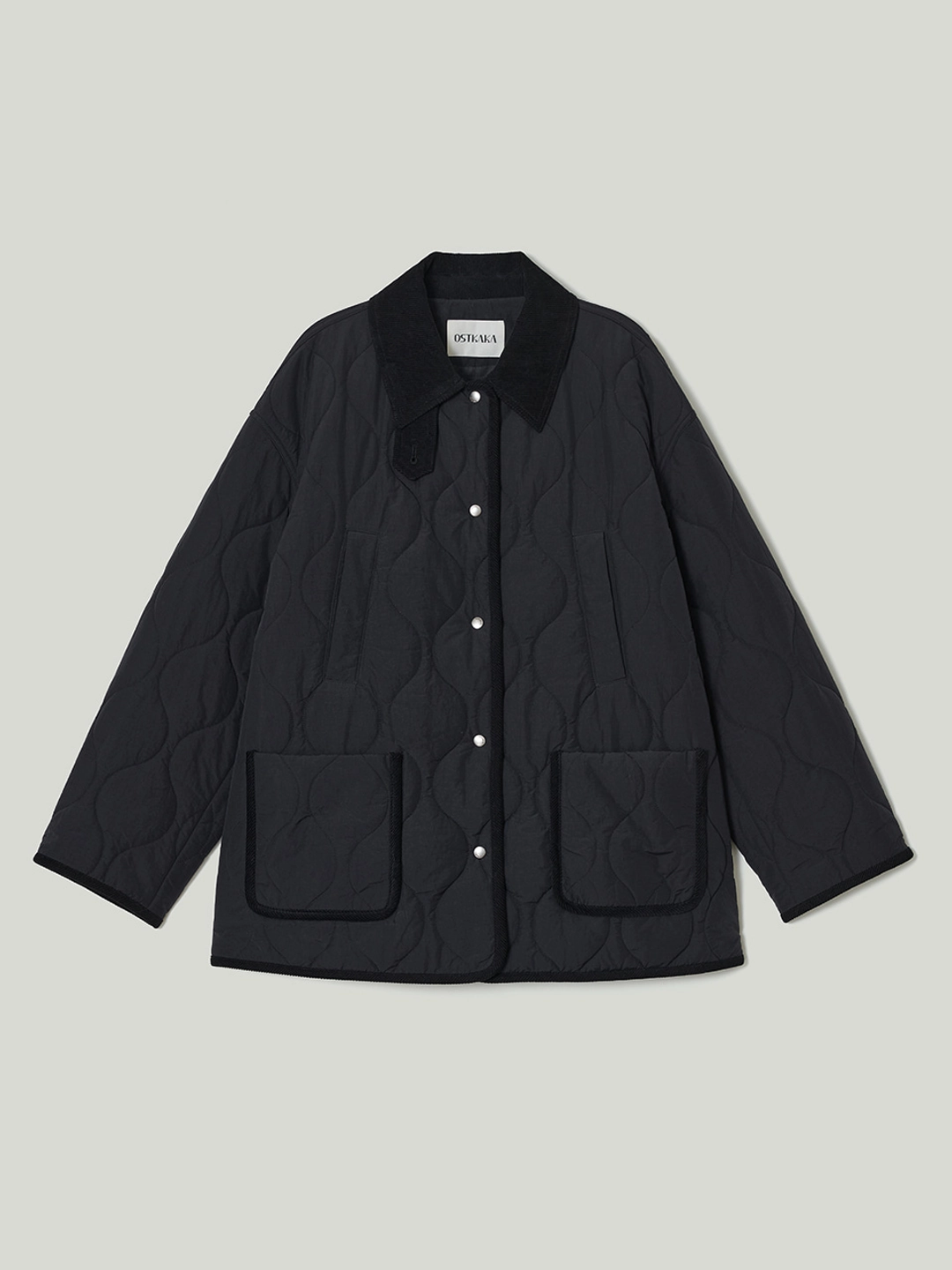 오스트카카 Contrast Collar Quilted Half Jacket Black 상품 이미지 1