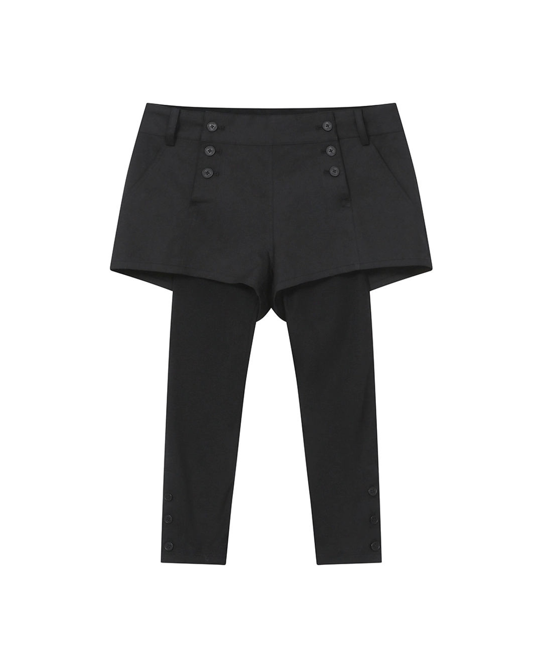 미세키서울 [Exclusive] Button short pants tights SET BLACK 상품 이미지 1