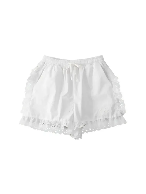 Lace Cotton Banding Shorts_ White