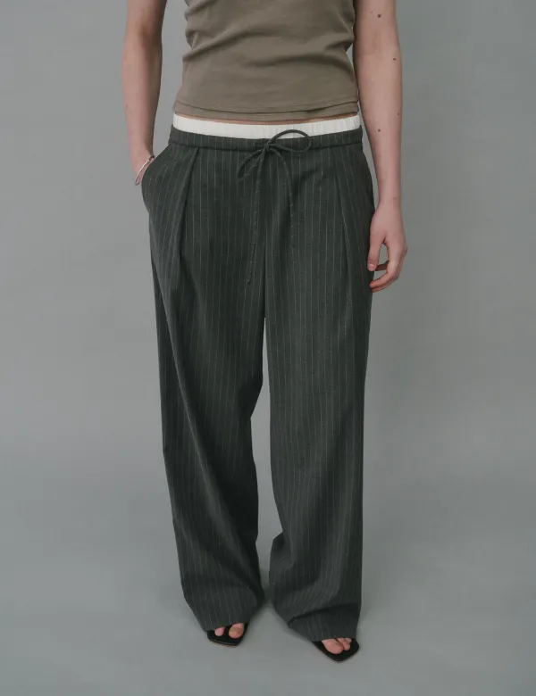 Breeze Layered Stripe Pants (Grey)