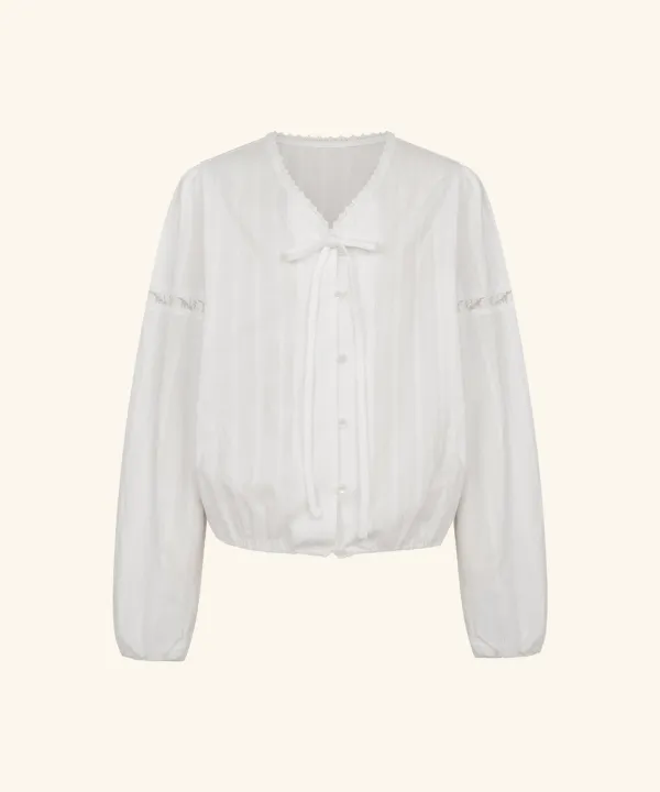 Garden Lace Banding Blouse ( White )