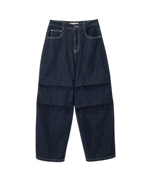Balloon Non Fade Denim Pants-Indigo