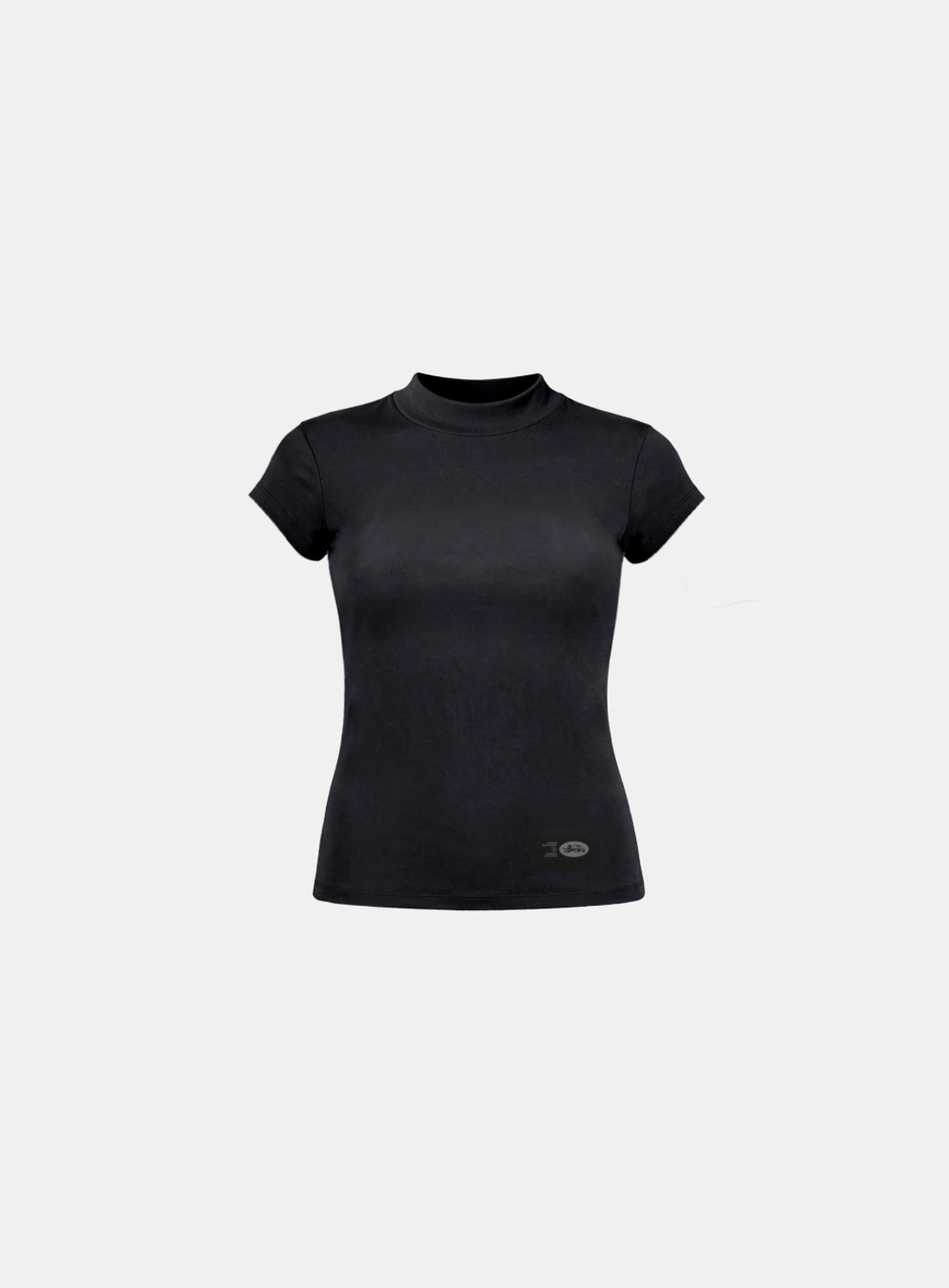 배드블러드 [w-tee26-113] Everyday Mock-Neck Short Sleeve T-Shirt - Black 상품 이미지 1