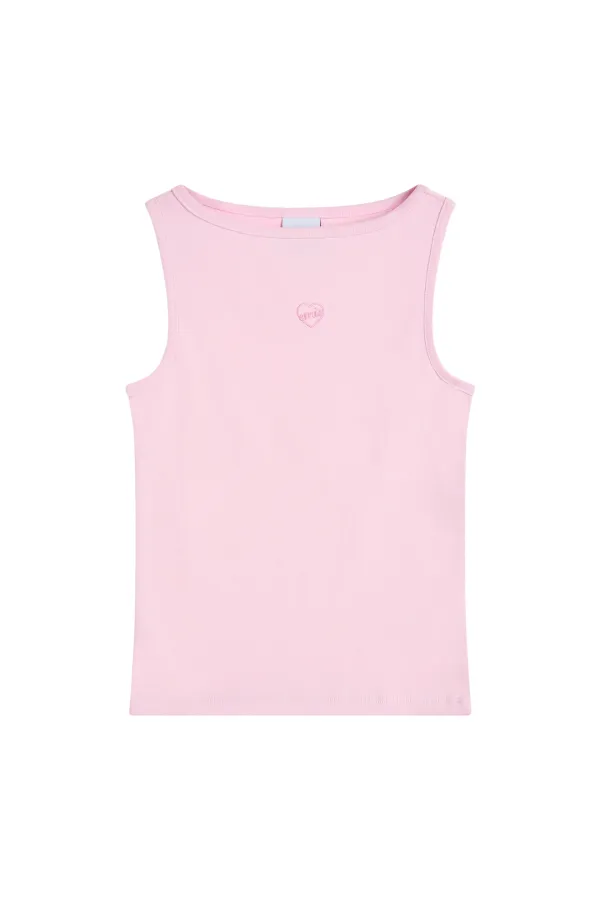 (W) BOAT NECK TANK TOP-PINK