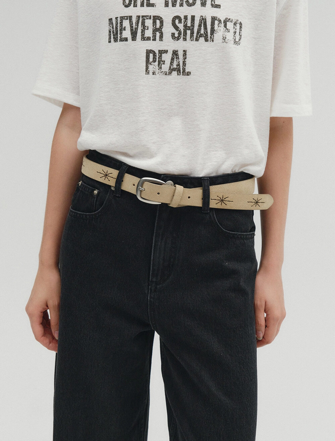 솔티페블 STITCH WESTERN SUEDE BELT [BEIGE] 상품 이미지 2