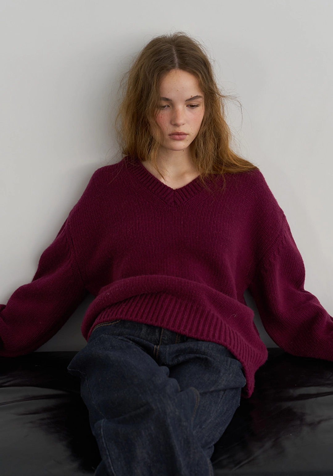 이브세이지 Merino wool v-neck knit (Purple) 상품 이미지 2