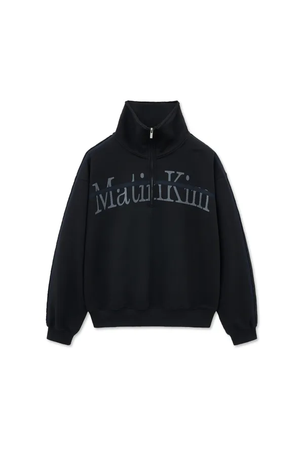 CUT OUT HALF ZIP SWEATSHIRT FOR MEN IN BLACK