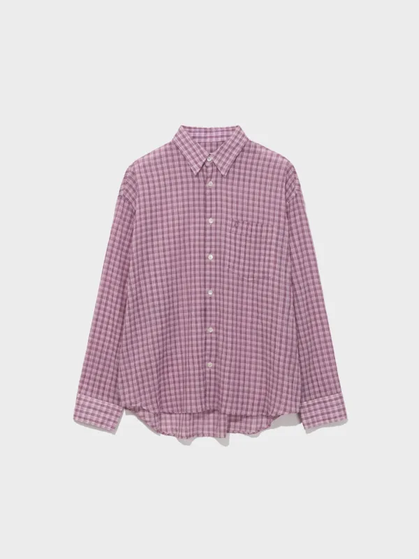 Oversized Lc Sheer Checked Shirt_Pink